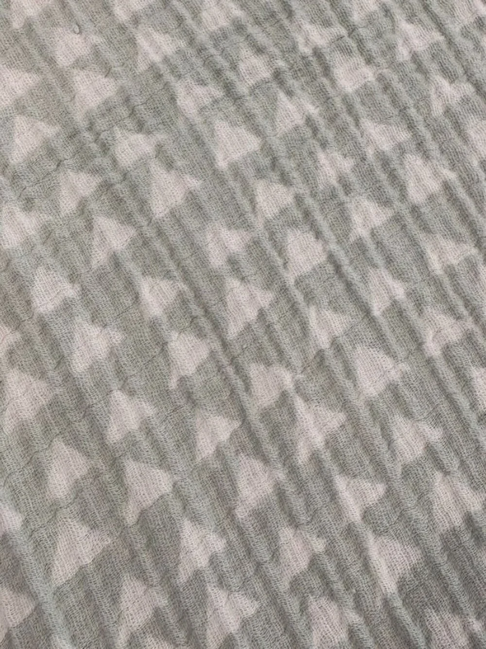 Cloud Island Gray & White Muslin Baby Blanket Triangle Pattern